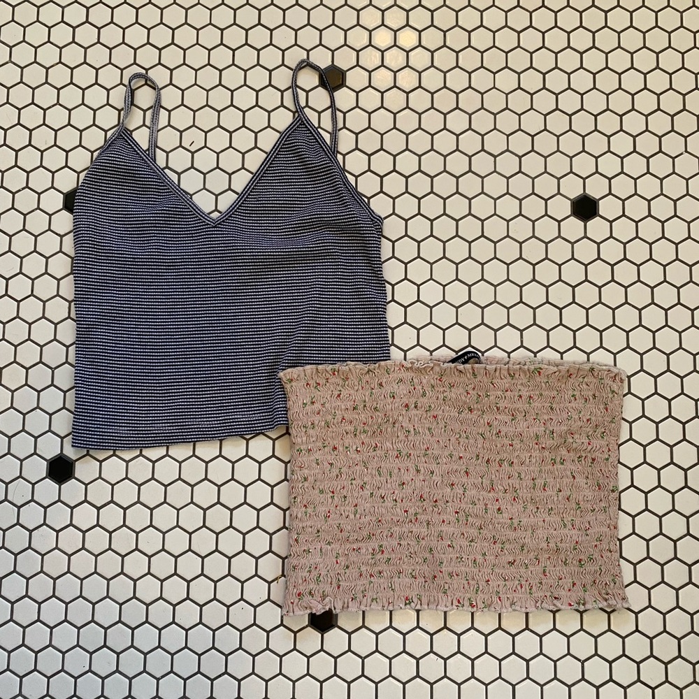 Brandy Melville smocked tube top and tank top bundle